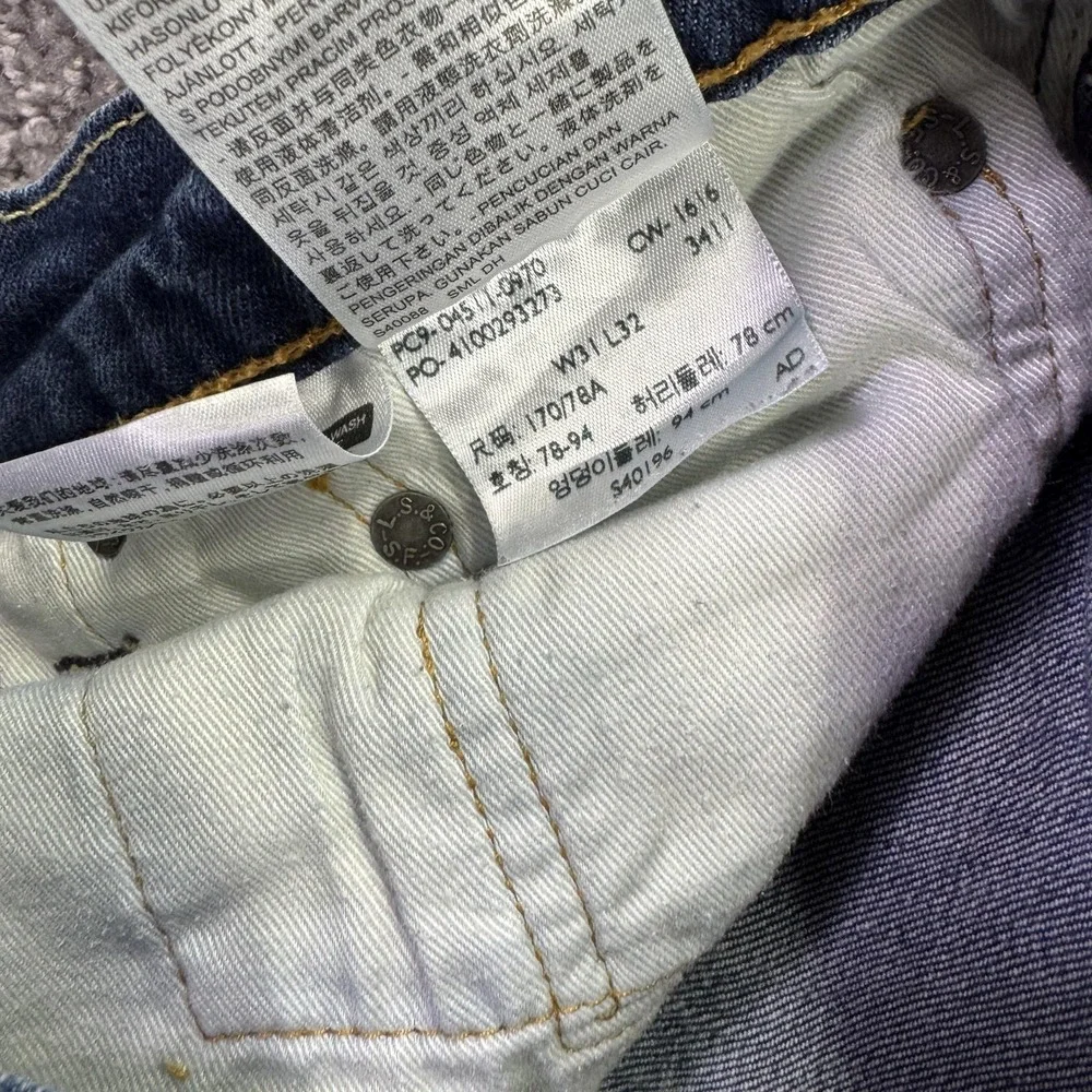 Levis Jeans Mens 31x32 Blue 511 Slim Fit Stretch Medium Wash Denim Logo Casual